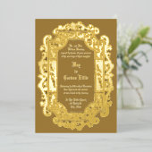 Victoriaans Tijdperk 1850 Scroll Border Bruiloft Folie Uitnodiging (Staand Voorkant)