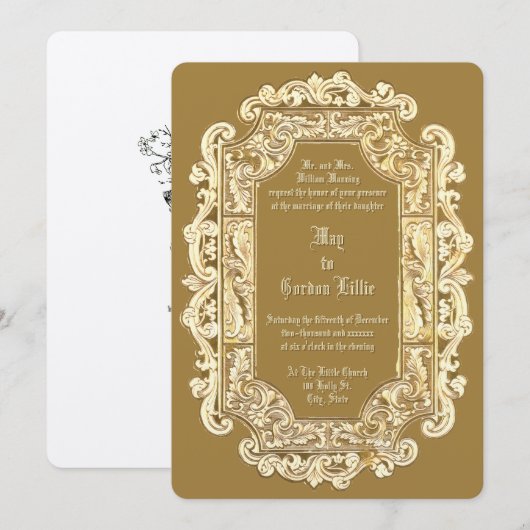 Victoriaans Tijdperk 1850 Scroll Border Bruiloft Kaart (Voorkant / Achterkant)