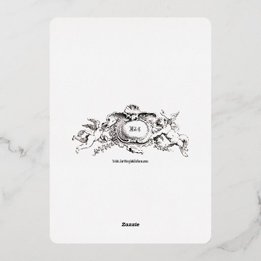 Victoriaans tijdperk 1851 Elegante bloemrand bruil Folie Uitnodiging (Achterkant)