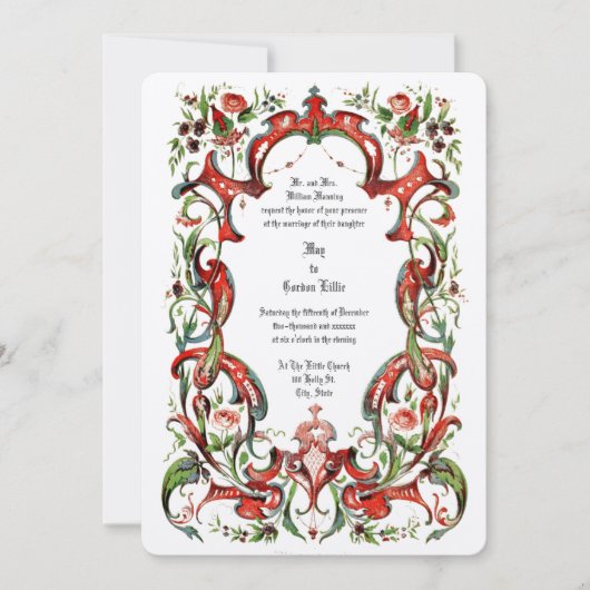  Victoriaans tijdperk 1853  Floral Border Kaart (Voorkant)