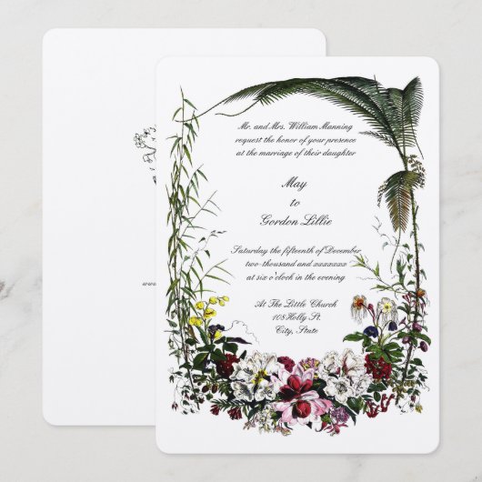 Victoriaans Tijdperk 1855 Botanische Bloemen Grens Kaart (Voorkant / Achterkant)