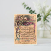 Victoriaans tijdperk 1860 Mercantile Calendar Briefkaart (Staand voorkant)