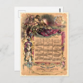 Victoriaans tijdperk 1860 Mercantile Calendar Briefkaart (Voorkant / Achterkant)