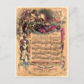  Victoriaans tijdperk 1860 Mercantile Calendar Briefkaart (Voorkant)