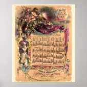  Victoriaans tijdperk 1860 Mercantile Calendar Poster (Voorkant)