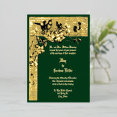 Victoriaans Tijdperk 1874 Hummingbird Pair Bloemen Folie Uitnodiging (Staand Voorkant)