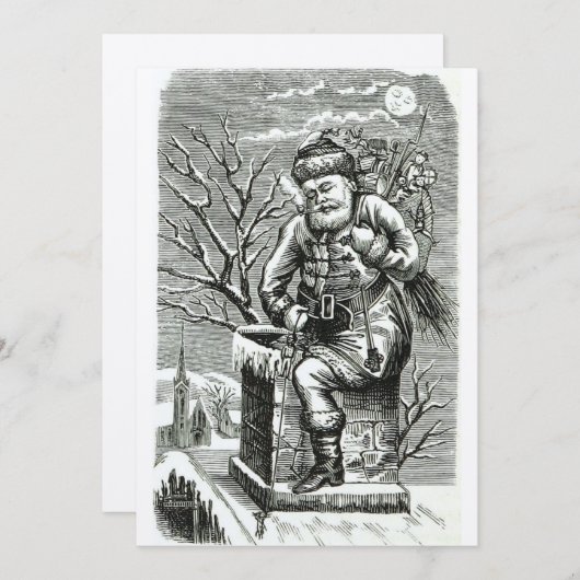 Victoriaans tijdperk 1875 Sinterklaas met speelgoe Feestdagenkaart (Voorkant / Achterkant)