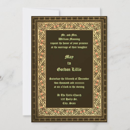  Victoriaans Tijdperk 1882 Border Wedding Kaart (Voorkant)