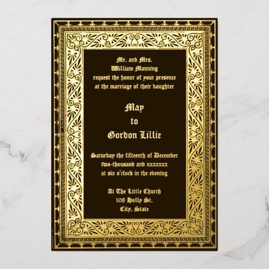  Victoriaans tijdperk 1882 grens Folie Uitnodiging (Voorkant)