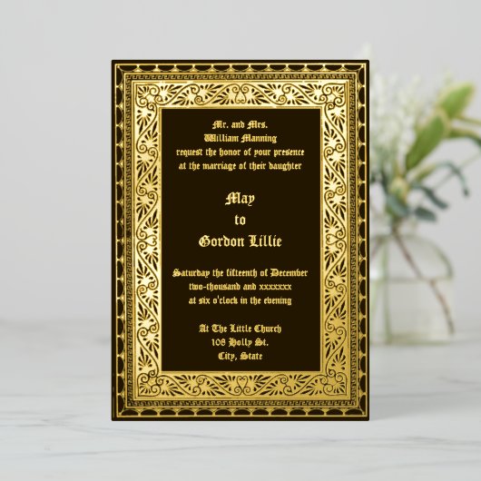  Victoriaans tijdperk 1882 grens Folie Uitnodiging (Staand Voorkant)