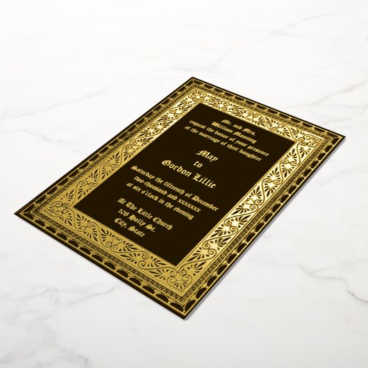  Victoriaans tijdperk 1882 grens Folie Uitnodiging (Gedraaid)