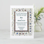 Victoriaans tijdperk 1883 middeleeuws huwelijk kaart (Staand voorkant)