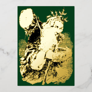  Victoriaans tijdperk 1884 Oude kerstman Folie Feestdagenkaart