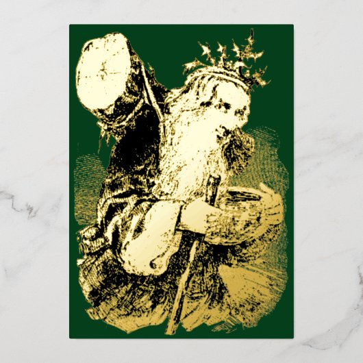  Victoriaans tijdperk 1884 Oude kerstman Folie Feestdagenkaart (Voorkant)