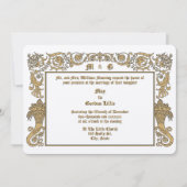 Victoriaans Tijdperk 1890 Cornucopias Foliage Wedd Kaart (Voorkant)