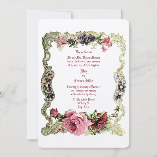 Victoriaans Tijdperk 1891 Barok Rococo stijl Flora Kaart (Voorkant)