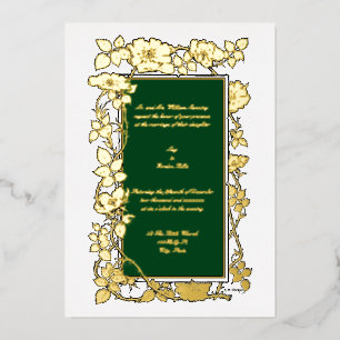  Victoriaans tijdperk 1896 Roos wijngrens Folie Uitnodiging