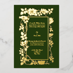  Victoriaans tijdperk 1896 Roos wijngrens Folie Uitnodiging