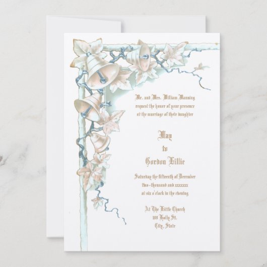  Victoriaans Tijdperk 1896 Wijnstok & Trouwklokken Kaart (Voorkant)