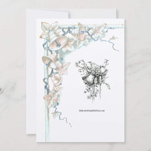  Victoriaans Tijdperk 1896 Wijnstok & Trouwklokken Kaart (Achterkant)