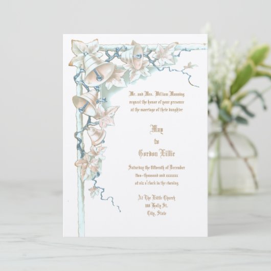  Victoriaans Tijdperk 1896 Wijnstok & Trouwklokken Kaart (Staand voorkant)