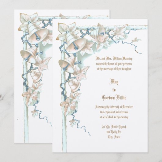  Victoriaans Tijdperk 1896 Wijnstok & Trouwklokken Kaart (Voorkant / Achterkant)