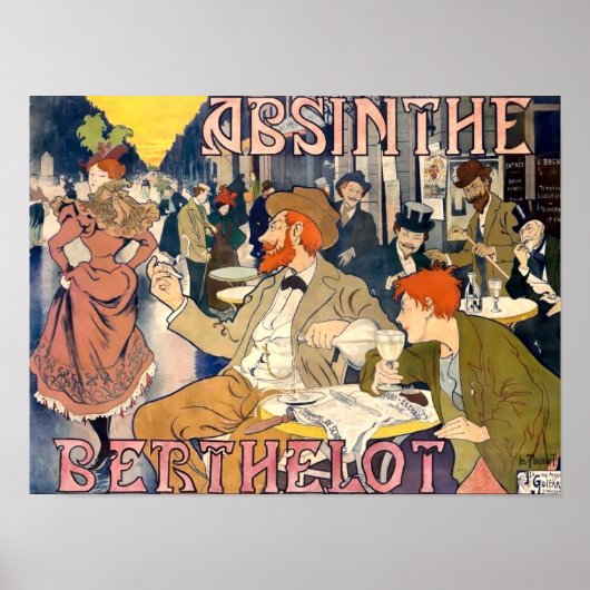 Victoriaans tijdperk 1898 Art Nouveau Absinthe AD Poster (Voorkant)