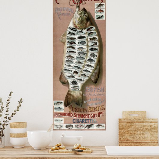  Victoriaans tijdperk 50 Vis Poster (Keuken)