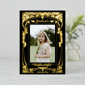  Victoriaans tijdperk Art Nouveau Afstuderen Folie Uitnodiging (Staand Voorkant)