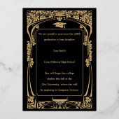  Victoriaans tijdperk Art Nouveau Afstuderen Folie Uitnodiging (Achterkant)