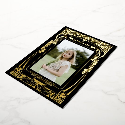 Victoriaans tijdperk Art Nouveau Afstuderen Folie Uitnodiging (Gedraaid)