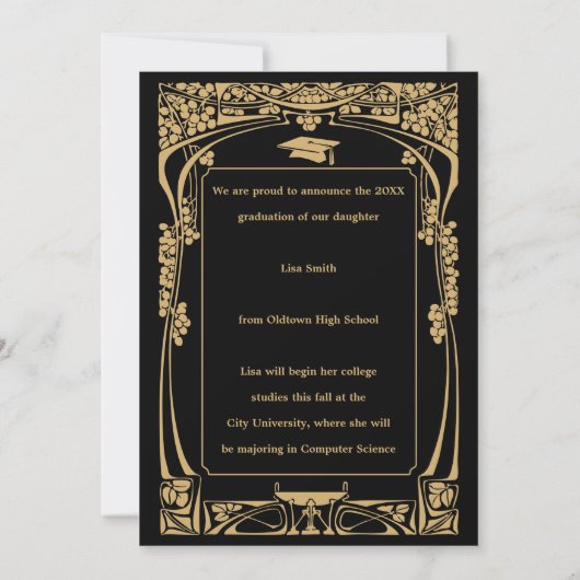 Victoriaans tijdperk Art Nouveau Afstuderen Kaart (Achterkant)