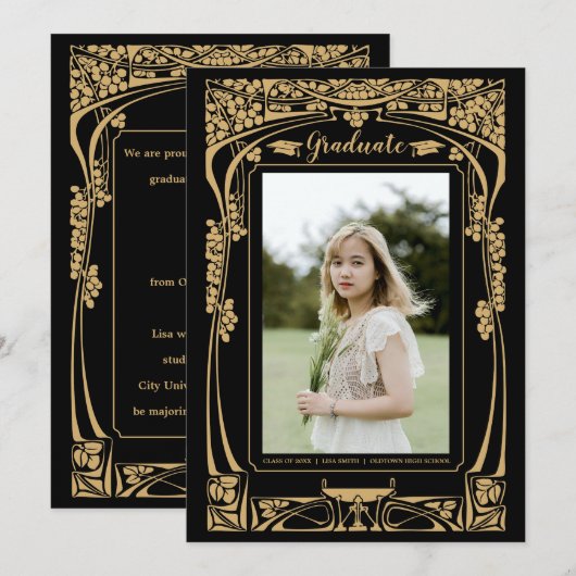  Victoriaans tijdperk Art Nouveau Afstuderen Kaart (Voorkant / Achterkant)