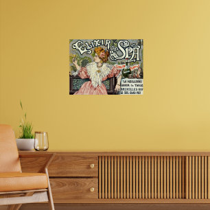 Victoriaans tijdperk Art Nouveau Elixir Advertenti Poster