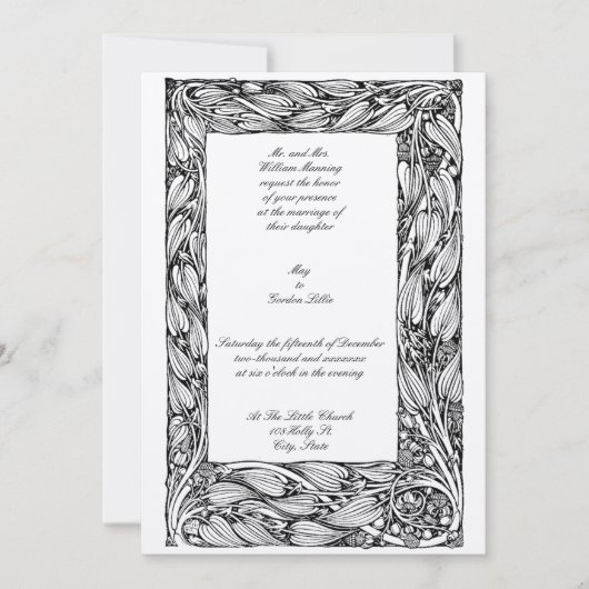 Victoriaans tijdperk Art Nouveau Floral Lijst Kaart (Voorkant)