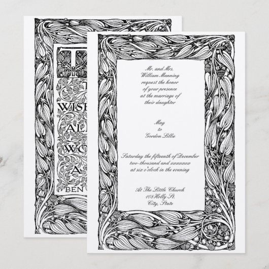  Victoriaans tijdperk Art Nouveau Floral Lijst Kaart (Voorkant / Achterkant)