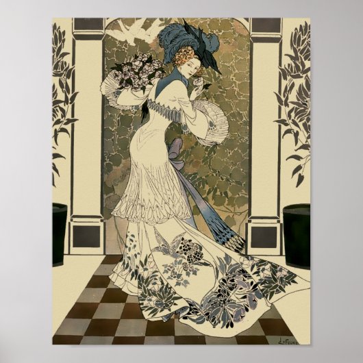  Victoriaans tijdperk Art Nouveau Lady Poster (Voorkant)