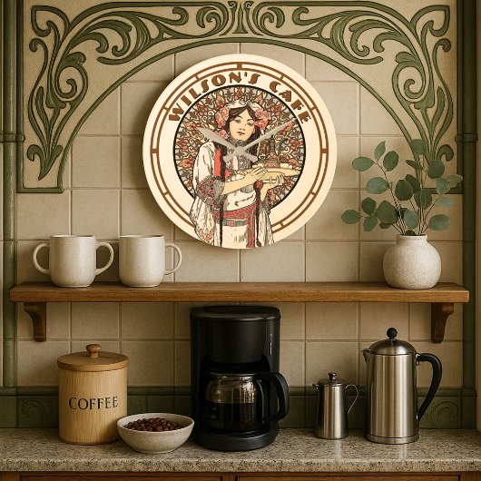 Victoriaans tijdperk Art Nouveau Mucha Coffee Cafe Grote Klok