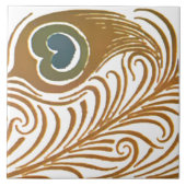 Victoriaans tijdperk Art Nouveau Peacock Feather P Tegeltje (Voorkant)