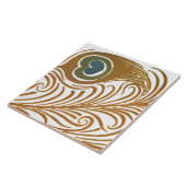 Victoriaans tijdperk Art Nouveau Peacock Feather P Tegeltje (Zijkant)