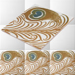 Victoriaans tijdperk Art Nouveau Peacock Feather P Tegeltje<br><div class="desc">Dit is een digitaal verbeterd printpatroonontwerp afgeleid van een antiek Victoriaans tijdperk art nouveau pauwenveer ontwerp van Maurice Pillard Verneuil. U kunt de achtergrondkleur aanpassen.</div>