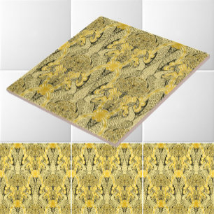 Victoriaans Tijdperk Art Nouveau Peacocks & Honeys Tegeltje