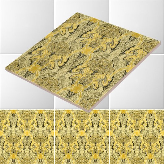 Victoriaans Tijdperk Art Nouveau Peacocks & Honeys Tegeltje