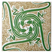 Victoriaans tijdperk Art Nouveau Vier hagedisspatr Tegeltje (Voorkant)