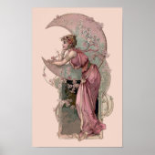 Victoriaans tijdperk Art Nouveau Vrouw & Halve Maa Poster (Voorkant)
