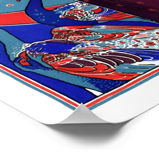  Victoriaans tijdperk Art Nouveau Vrouw & pauwen Poster (Hoek)