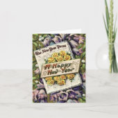 Victoriaans tijdperk bloeit gelukkig nieuwjaar not feestdagen kaart (Voorkant)