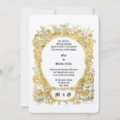 Victoriaans Tijdperk  Bloemen Cartouche Bruiloft Kaart (Voorkant)