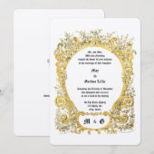 Victoriaans Tijdperk Bloemen Cartouche Bruiloft Kaart (Voorkant / Achterkant)