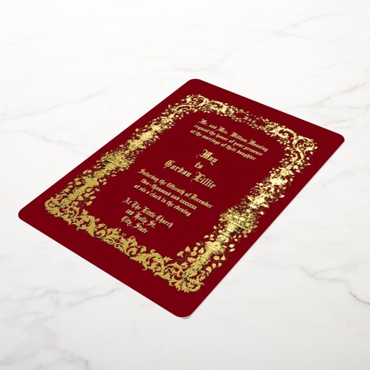 Victoriaans Tijdperk Bloemenurnen Border Wedding Folie Uitnodiging (Gedraaid)